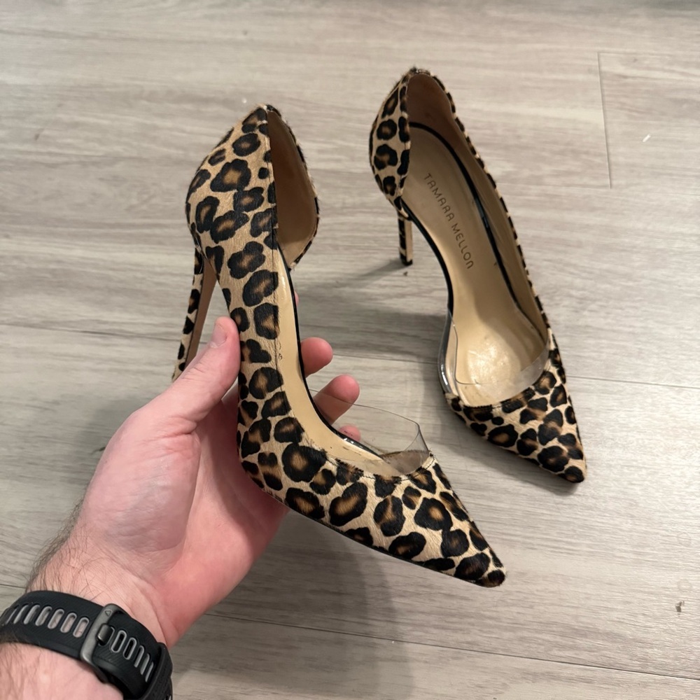 Tamara Mellon Leopard Calf Hair Pointed Toe Pumps EU 37